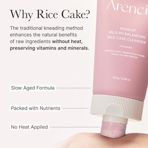 Image 7 of ARENCIA Rosehip Rice Cake Cleanser, pH Balancing Face Wash with Ceramide for Sensitive Skin, 150ml / 5.07 fl oz