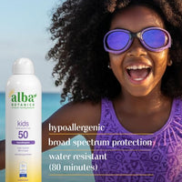 Thumbnail for Image 6 of Alba Botanica Kids Sunscreen Spray for Face and Body, Tropical Fruit, Broad Spectrum SPF 50, Water Resistant, 5 fl. oz. Bottle