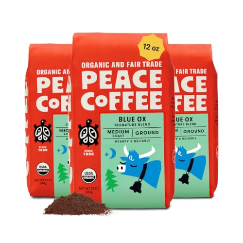 Image 1 of Default Title for the product Peace Coffee Blue Ox Blend Ground Medium Roast Coffee, 12 oz, Pack of 3