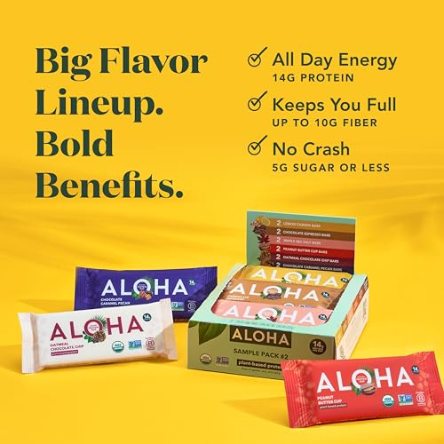 Image 4 of ALOHA Organic Plant Based Protein Bars 6 Flavor Variety Pack 12 Count