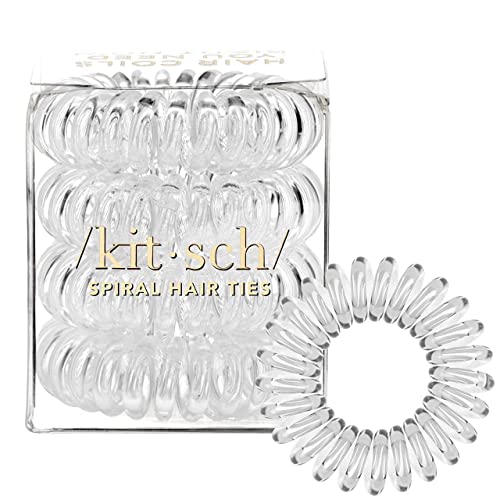 Image 2 of Clear / 4 Count (Pack of 1) for the product Kitsch Spiral Hair Ties for Women