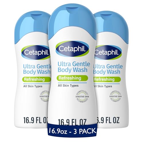 Image 1 of 5.63 Fl Oz (Pack of 3) for the product Cetaphil Ultra Gentle Body Wash, Refreshing Scent, 16.9 Ounce (Pack of 3)