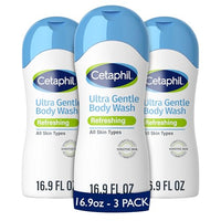Thumbnail for Image 1 of 5.63 Fl Oz (Pack of 3) for the product Cetaphil Ultra Gentle Body Wash, Refreshing Scent, 16.9 Ounce (Pack of 3)