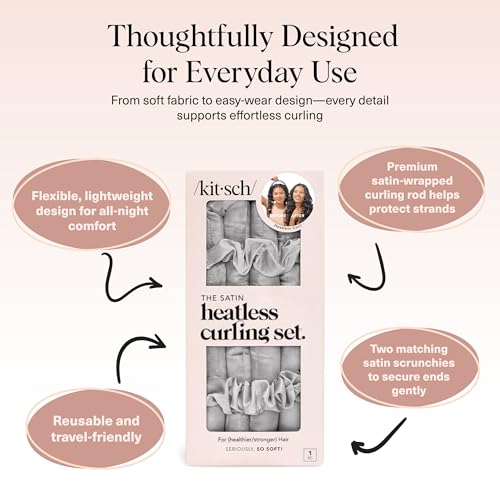 Image 4 of Kitsch Satin Heatless Curls Overnight Set - Silver