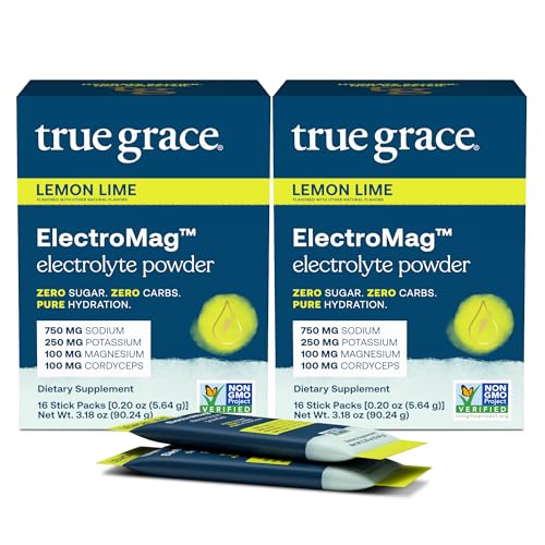 Image 13 of Lemon Lime / 32 Stick Packs for the product True Grace ElectroMag Electrolyte Powder