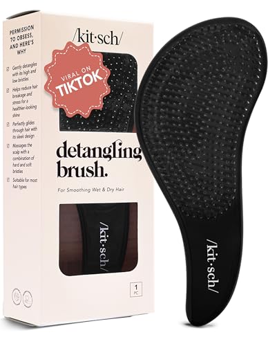 Image 3 of Black for the product Kitsch Detangler Brush – Gentle Curly Hair Brush All Hair Types