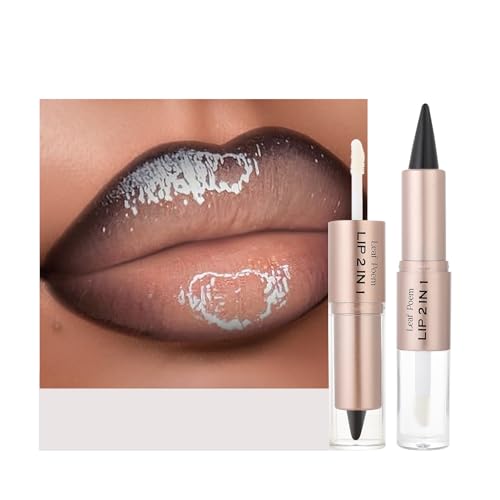 Image 8 of #01 Cool Nude Brown / 1 Count (Pack of 1) for the product BAISEN DIARY 2-in-1 Double-Ended Matte Lip Liner & Lip Gloss Duo