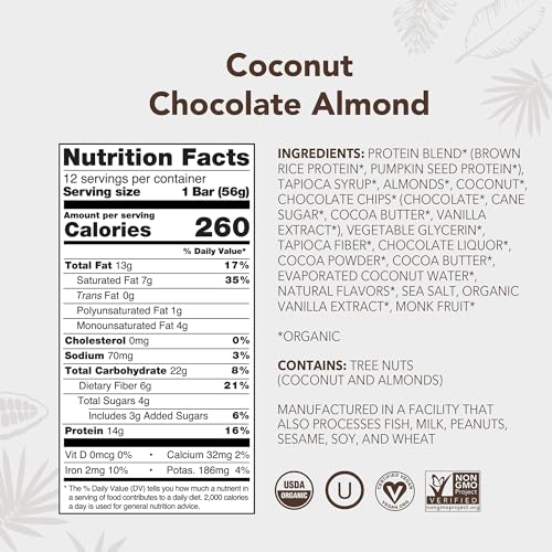Image 2 of ALOHA Organic Plant Based Protein Bars, Coconut Chocolate Almond, 12 Count