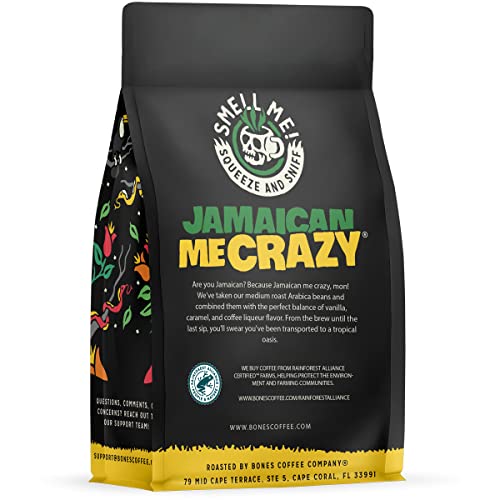 Image 2 of Bones Coffee Company Jamaican Me Crazy Vanilla Caramel Flavored Coffee 12 Oz Ground