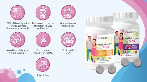 Image 5 of BariatricPal Multivitamin ONE Chewable with Iron - Mixed Berry (30 Count)