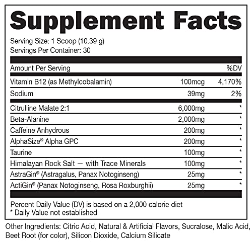 Image 2 of Bucked Up Pre Workout 6 Grams Citrulline, 2 Grams Beta Alanine, and 3 Other Registered trademarked Ingredients (Red Raz)