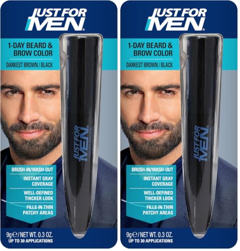 Image 9 of Darkest Brown/Black / 0.3 Fl Oz (Pack of 2) for the product Just for Men 1-Day Beard & Brow Color