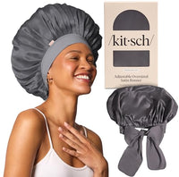 Thumbnail for Image 2 of Charcoal for the product Kitsch XL Satin Bonnet for Sleeping