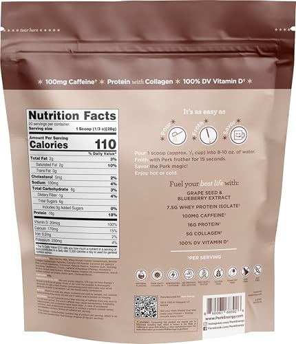 Image 3 of Perk Energy + Extra Protein Powder 1.3 LB Chai Latte Gluten-Free