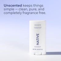 Thumbnail for Image 4 of Native Deodorant Contains Naturally Derived Ingredients, 72 Hour Odor Control, Deodorant for Women and Men, Aluminum Free, Unscented 2.65 Ounce (Pack of 12)