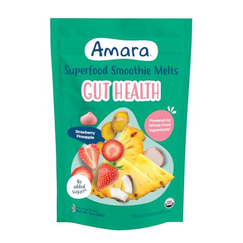 Image 1 of Default Title for the product Amara Organic Gut Blend Superfood Smoothie Melts - 1oz: 8 Months and Up, Pouch, Gluten-Free, Non-GMO