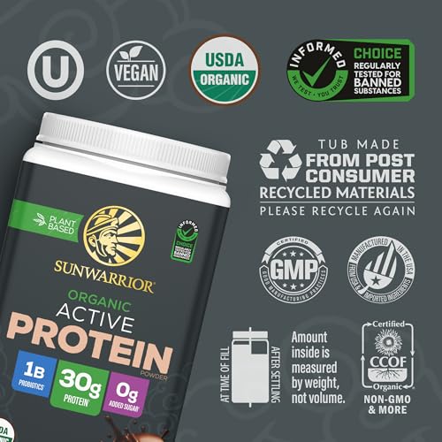 Image 3 of Sunwarrior Active Vegan Protein + Recovery Minerals, Chocolate, 20 Servings