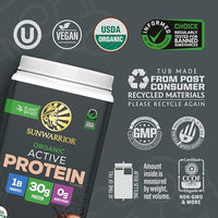 Thumbnail for Image 3 of Sunwarrior Active Vegan Protein + Recovery Minerals, Chocolate, 20 Servings