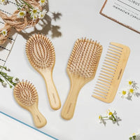 Thumbnail for Image 5 of DEBETOOL Bamboo Hair Brush Set, Natural Wooden Paddle Detangling Brush