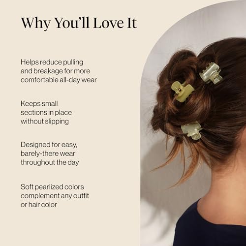 Image 3 of Kitsch Small Hair Clips - Pearlized Cream & Butter Yellow, 8pc