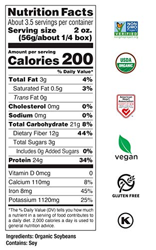 Image 3 of SEAPOINT FARMS Organic Edamame Pasta, Fettuccine, 7.05 oz (Pack of 3)