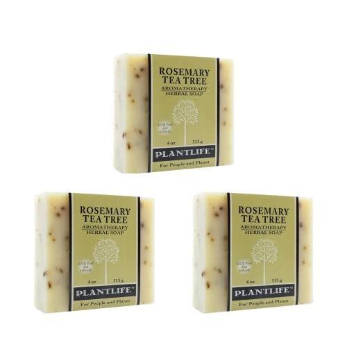 Image 1 of Default Title for the product Plantlife Rosemary Tea Tree Bar Soap 3-Pack, Handcrafted, Vegan, 4 oz