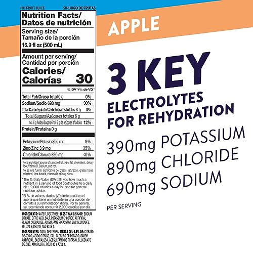 Image 2 of Pedialyte Electrolyte Solution, Apple, Hydration Drink, half liter each 16.9 Fl Oz (Pack of 12)
