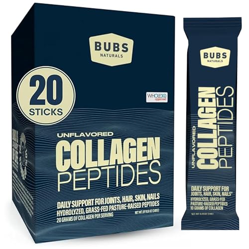Image 1 of Default Title for the product BUBS Naturals Unflavored Collagen Peptides Powder - 20 Stick Packs