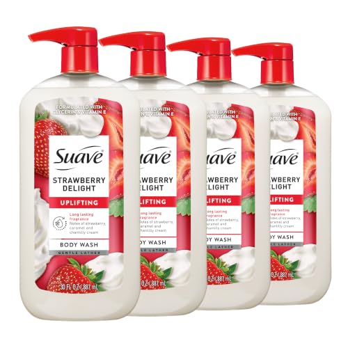 Image 1 of Default Title for the product suave+ Strawberry Delight Uplifting Body Wash, 30 FL OZ Pump, 4 Pack