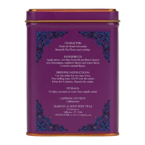 Image 3 of Harney & Sons Indigo Punch Butterfly Pea Flower Herbal Tea, 20 Sachets