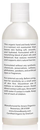 Image 2 of Organic Body Lotion - USDA Certified Organic Nourishing Hand & Body Lotion - Unscented - 8 fl oz