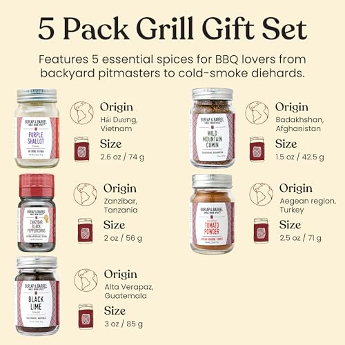 Image 4 of Burlap & Barrel BBQ Rub & Seasoning Gift Set – 5 Jars of Single-Origin Spices