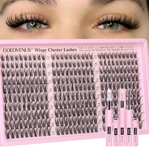 Image 24 of A-natural clusters kit no tweezers for the product Goddvenus Eyelash Extensions Wispy Natural DIY C Curl Individual Lashes Clusters
