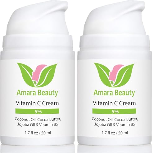 Image 1 of Default Title for the product Amara Beauty Vitamin C Cream for Face with Coconut Oil, Cocoa Butter & Jojoba Oil, 1.7 fl. oz. (Pack of 2)