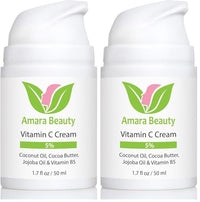 Thumbnail for Image 1 of Default Title for the product Amara Beauty Vitamin C Cream for Face with Coconut Oil, Cocoa Butter & Jojoba Oil, 1.7 fl. oz. (Pack of 2)