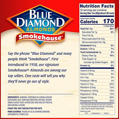 Image 2 of Blue Diamond Almonds Gluten Free Smokehouse Flavored Snack Nuts, 16 Oz Resealable Bag (Pack of 2)