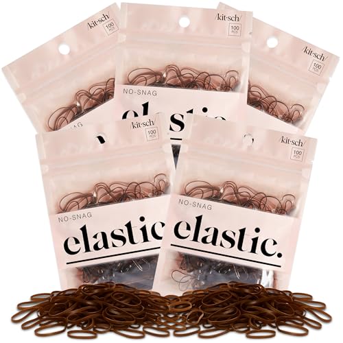Image 3 of Brown / 500 Count (Pack of 5) for the product Kitsch Hair Ties No Damage for Kids, Teens and Women