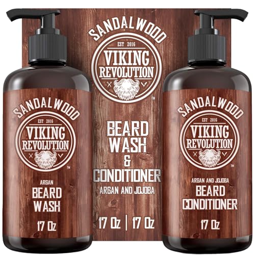 Image 1 of Default Title for the product Viking Revolution Beard Wash & Conditioner Set - Sandalwood - 17 oz