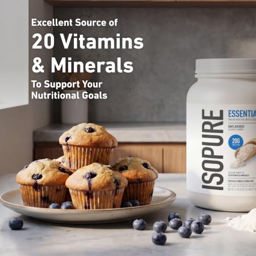 Image 6 of Isopure Essentials 100% Whey Protein Powder, Unflavored 12.38 OZ