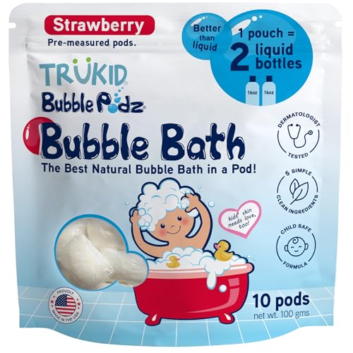 Image 2 of Strawberry / 10 Count (Pack of 1) for the product TruKid Bubble Podz Bubble Bath for Kids, Toddlers, & Babies
