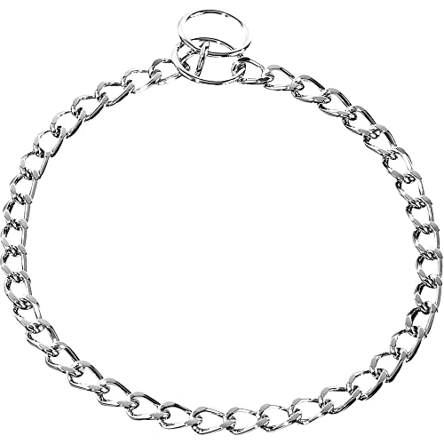 Image 1 of 24in (60cm) for the product Herm Sprenger Chrome Plated Steel Dog Collar with Short Flat Links Choke Chain Two O-Rings