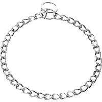 Thumbnail for Image 5 of 20in (50cm) for the product Herm Sprenger Chrome Plated Steel Dog Collar with Short Flat Links Choke Chain Two O-Rings