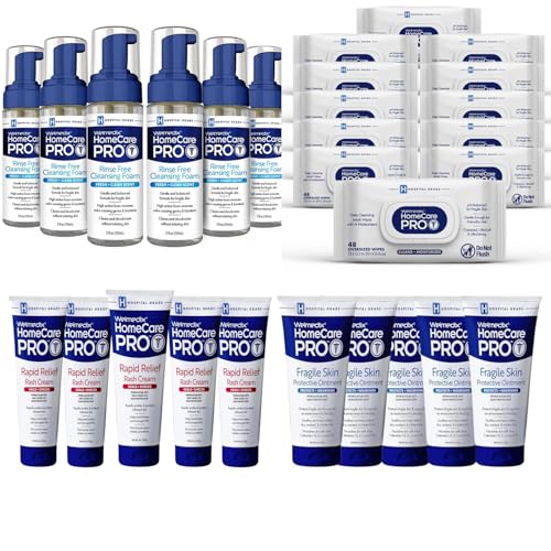 Image 1 of Default Title for the product Welmedix Hospital-Grade Skincare Bundle: Rinse-Free Cleansing Foam (6 Pack), Skin Protective Ointment (5 Pack), Rapid Relief Diaper Rash Cream (5 Pack), Oversized Daily Cleansing Wipes (12 Pack)