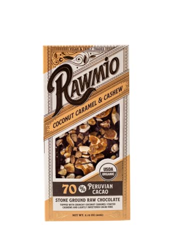 Image 2 of Cacao, Coconut, Caramel and Cashew / 2.12 Ounce (Pack of 1) for the product Rawmio Coconut Caramel & Crushed Cashew Bark