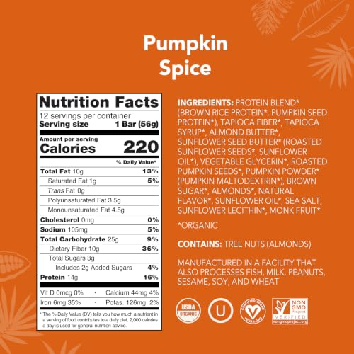 Image 2 of ALOHA Organic Plant Based Protein Bars - Pumpkin Spice, 12 Count