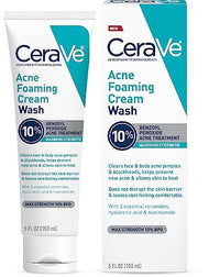 Thumbnail for Image 1 of Default Title for the product CeraVe Acne Foaming Cream Wash, 10% Benzoyl Peroxide Facial Cleanser, 5oz