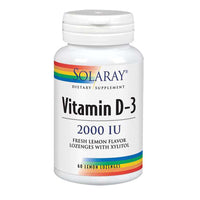 Thumbnail for Solaray Vitamin D-3 2,000 IU Lemon 60 Lozenges