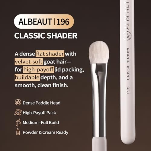 Image 2 of ALBEAUT Eye Shadow Brush For Shading, Dense & Soft Eyeshadow Applicators for Smokey Eyes Makeup, Powder Eye Shadow Blender (196 Classic Shader)