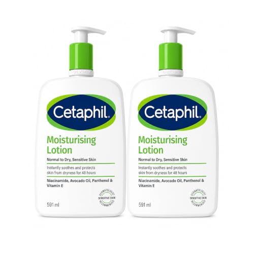 Image 1 of Default Title for the product Cetaphil Moisturing Lotion, Dry to Normal Sensitive Skin, with Avocado Oil and Essential vitamins B5 & B3-20 fl oz, 2 Count