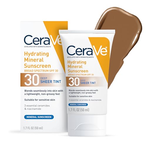 Image 2 of Deep / 1.7 Fl Oz (Pack of 1) for the product CeraVe Tinted Sunscreen for Face Mineral SPF 30 Moisturizer